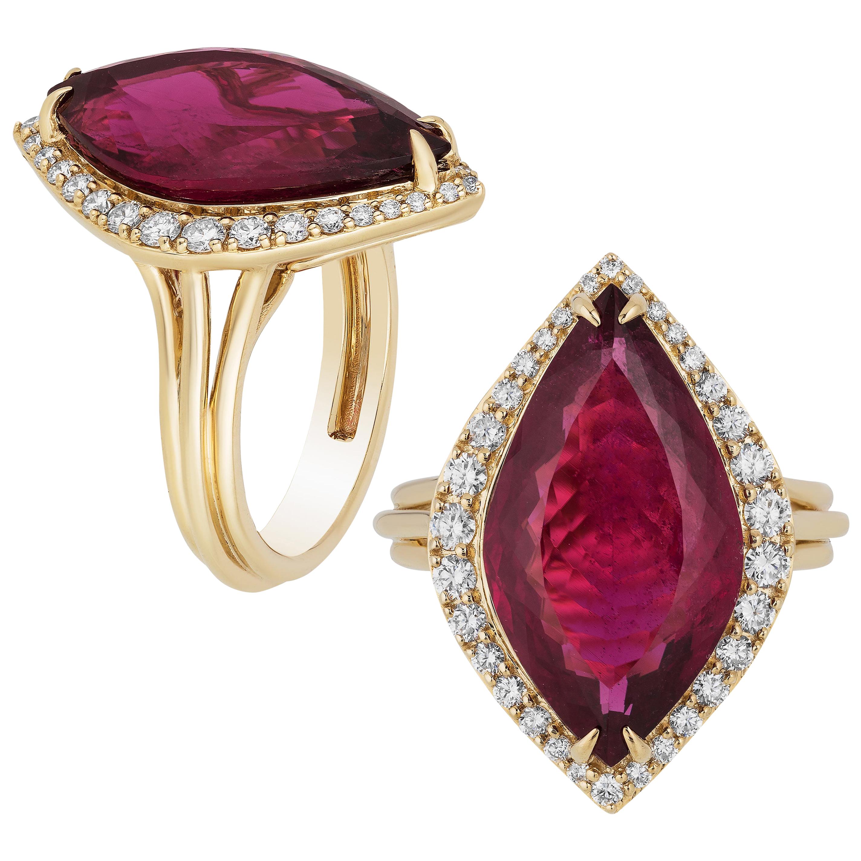 Goshwara Marquise Rubelite And Diamond Ring For Sale