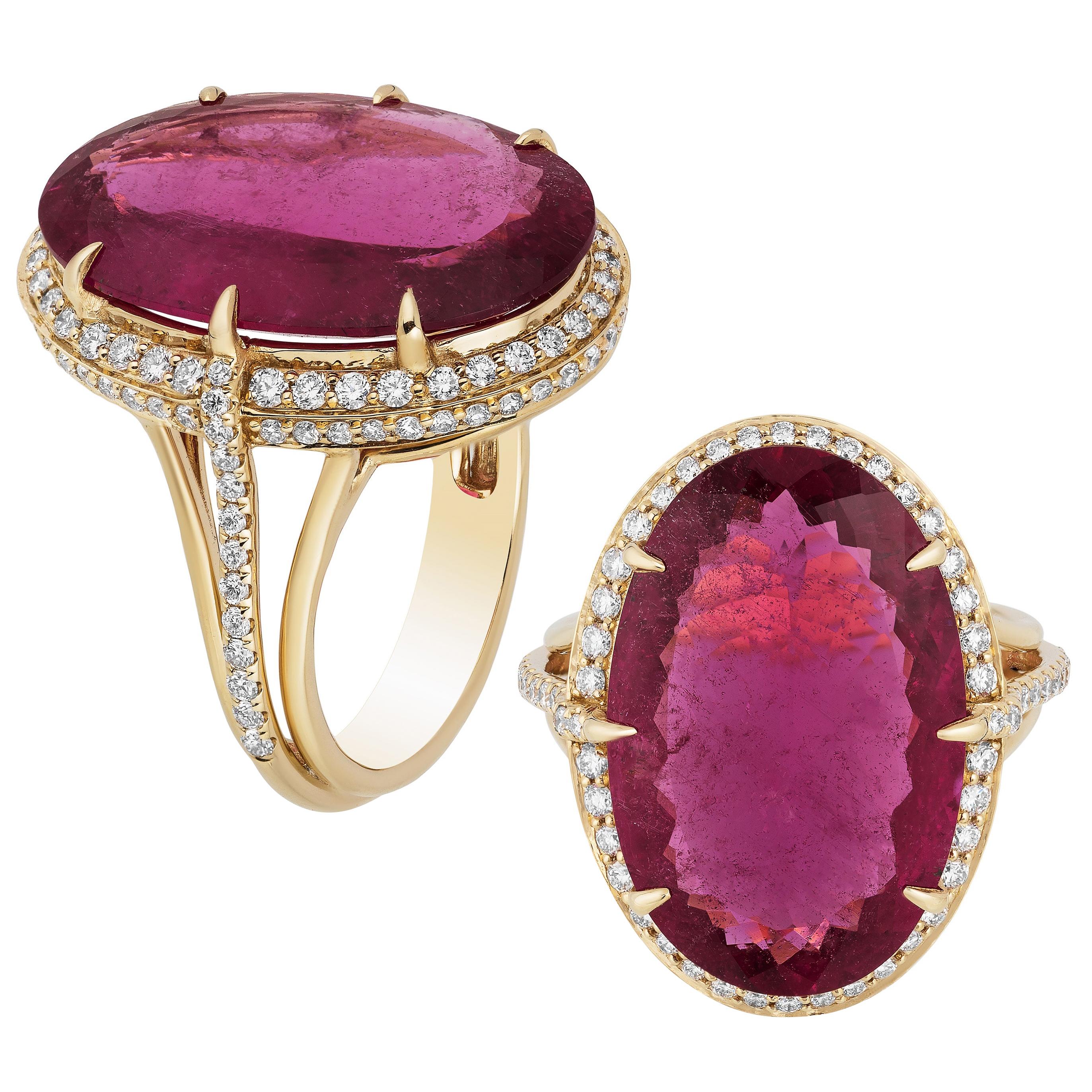 Goshwara Rubelite Oval And Diamond Ring