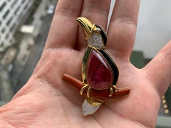 Rubelite Penguin Brooch