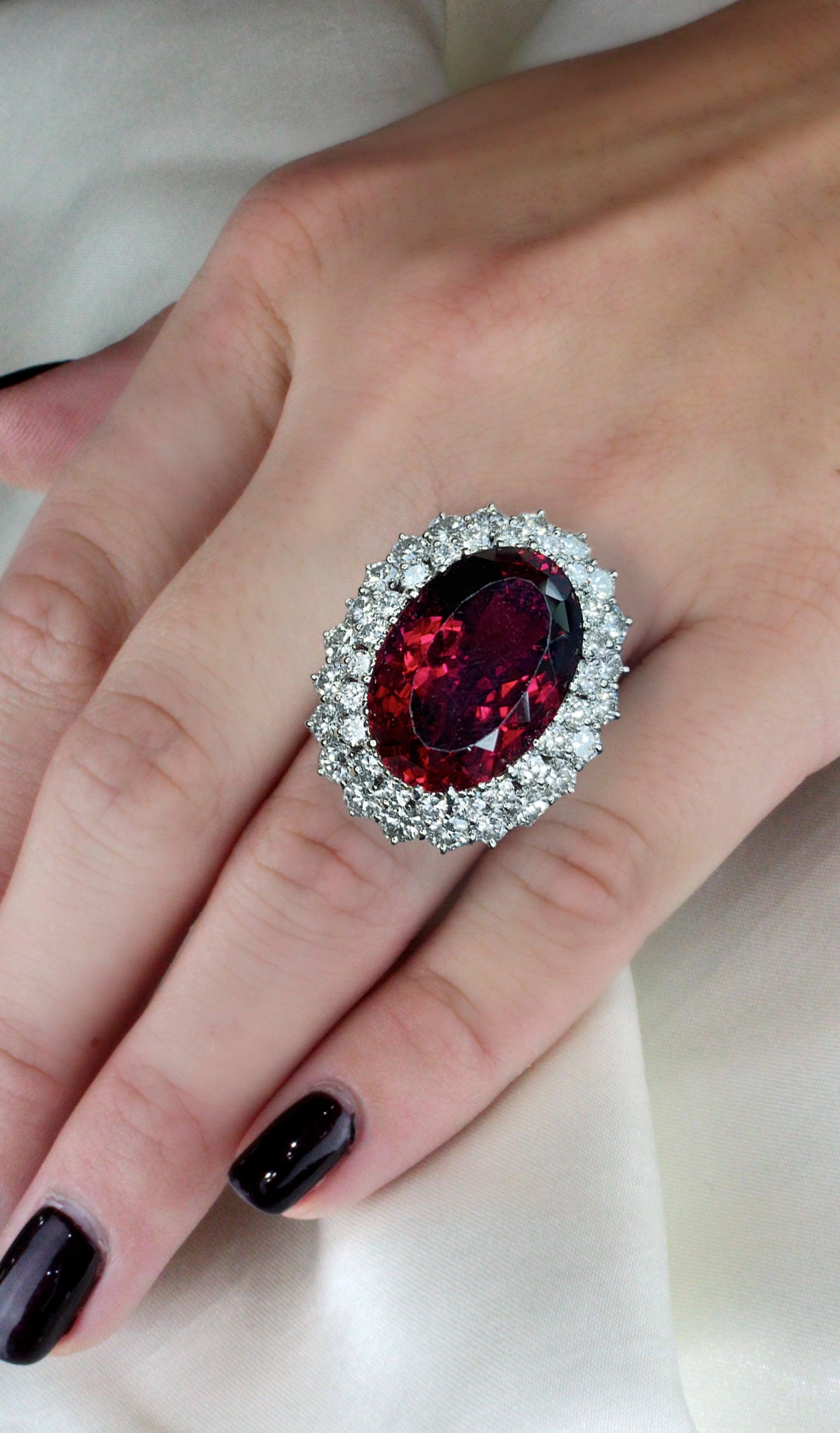 Contemporary Rubelite Tourmaline Cocktail Ring For Sale