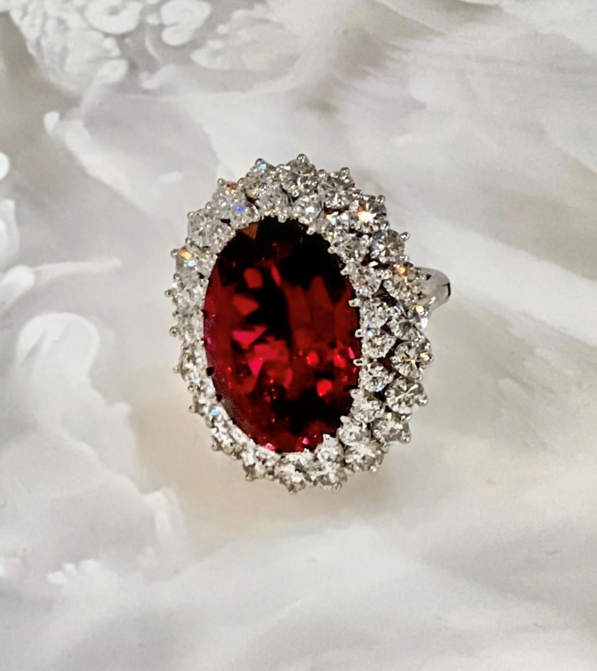 Oval Cut Rubelite Tourmaline Cocktail Ring For Sale