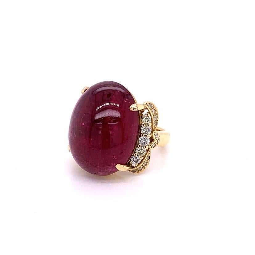 Rubelite Tourmaline Diamond Gold Cocktail Ring In New Condition In Beverly Hills, CA