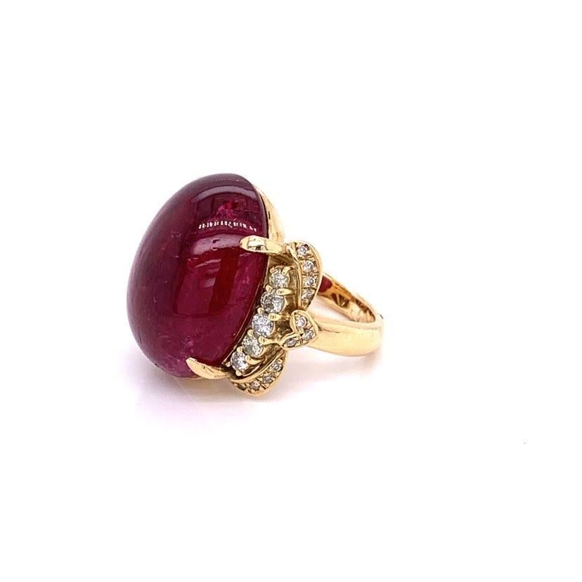 Women's Rubelite Tourmaline Diamond Gold Cocktail Ring