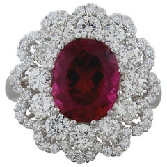 Bague en or avec rubélite, tourmaline et diamants