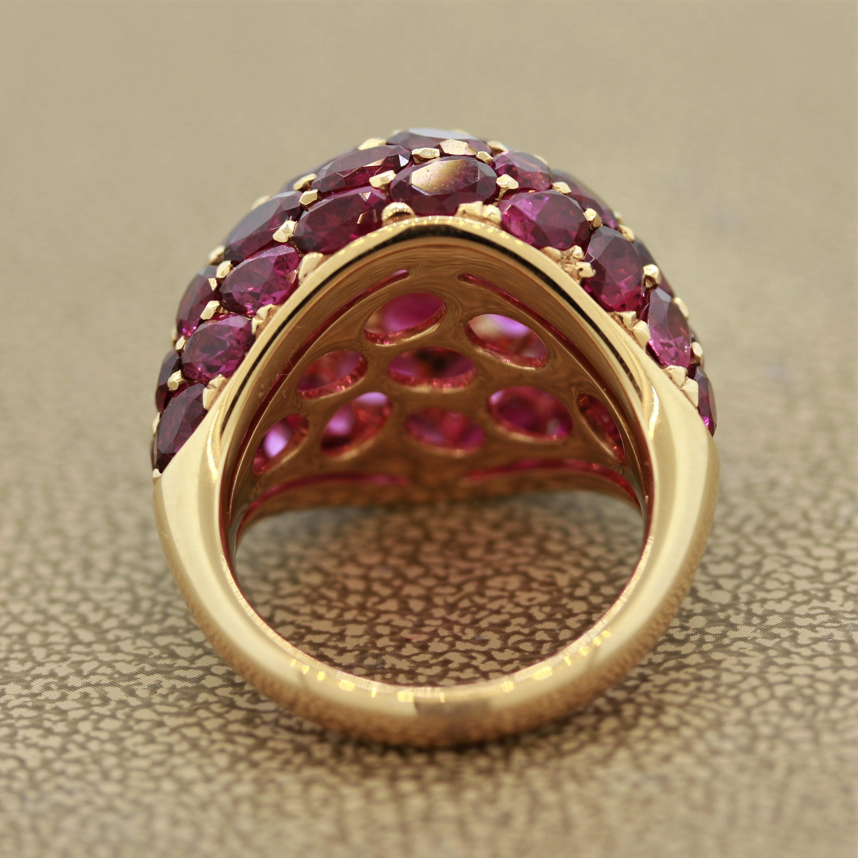 Rubelite Tourmaline Gold Dome Ring In New Condition In Beverly Hills, CA