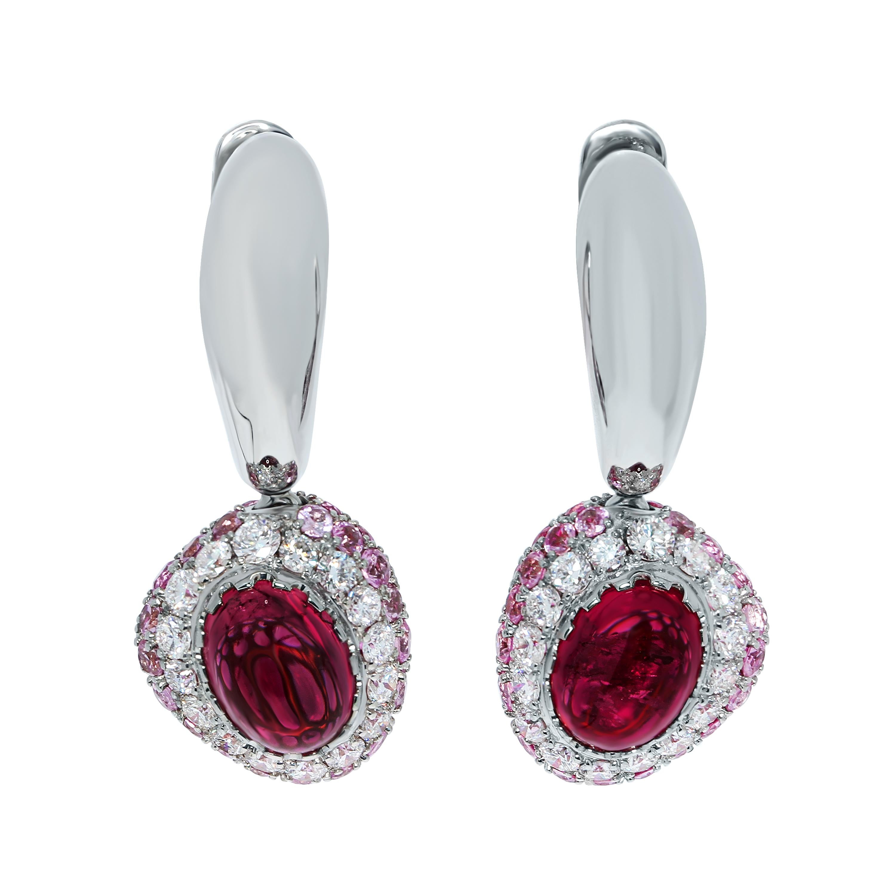 Rubelites Rubies Diamonds Pink Sapphires White 18 Karat Gold Riviera Suite For Sale 5