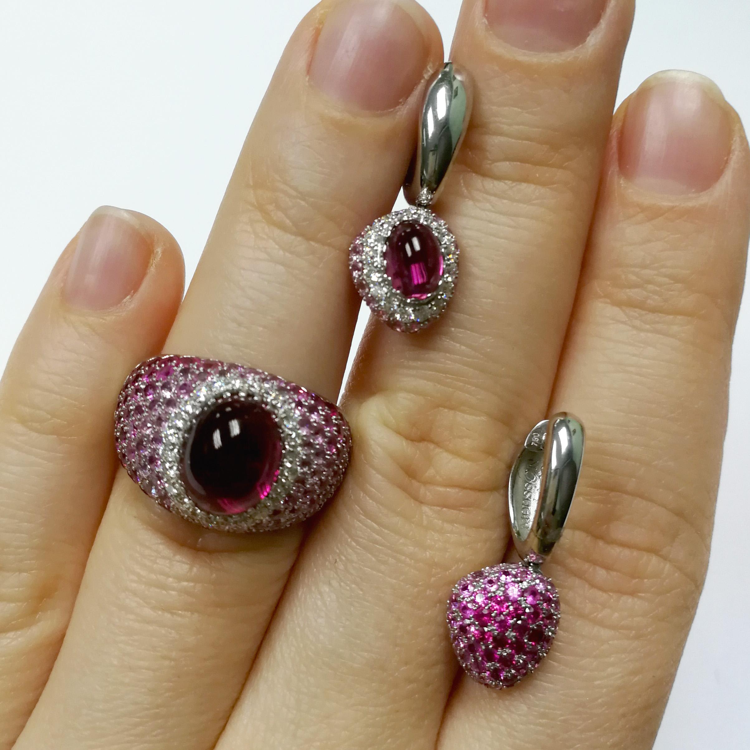 Rubelites Rubies Diamonds Pink Sapphires White 18 Karat Gold Riviera Suite 1