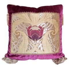 Rubelli Strie Silk Velvet Throw Pillow with Luigi Bevilacqua Framed Front Panel