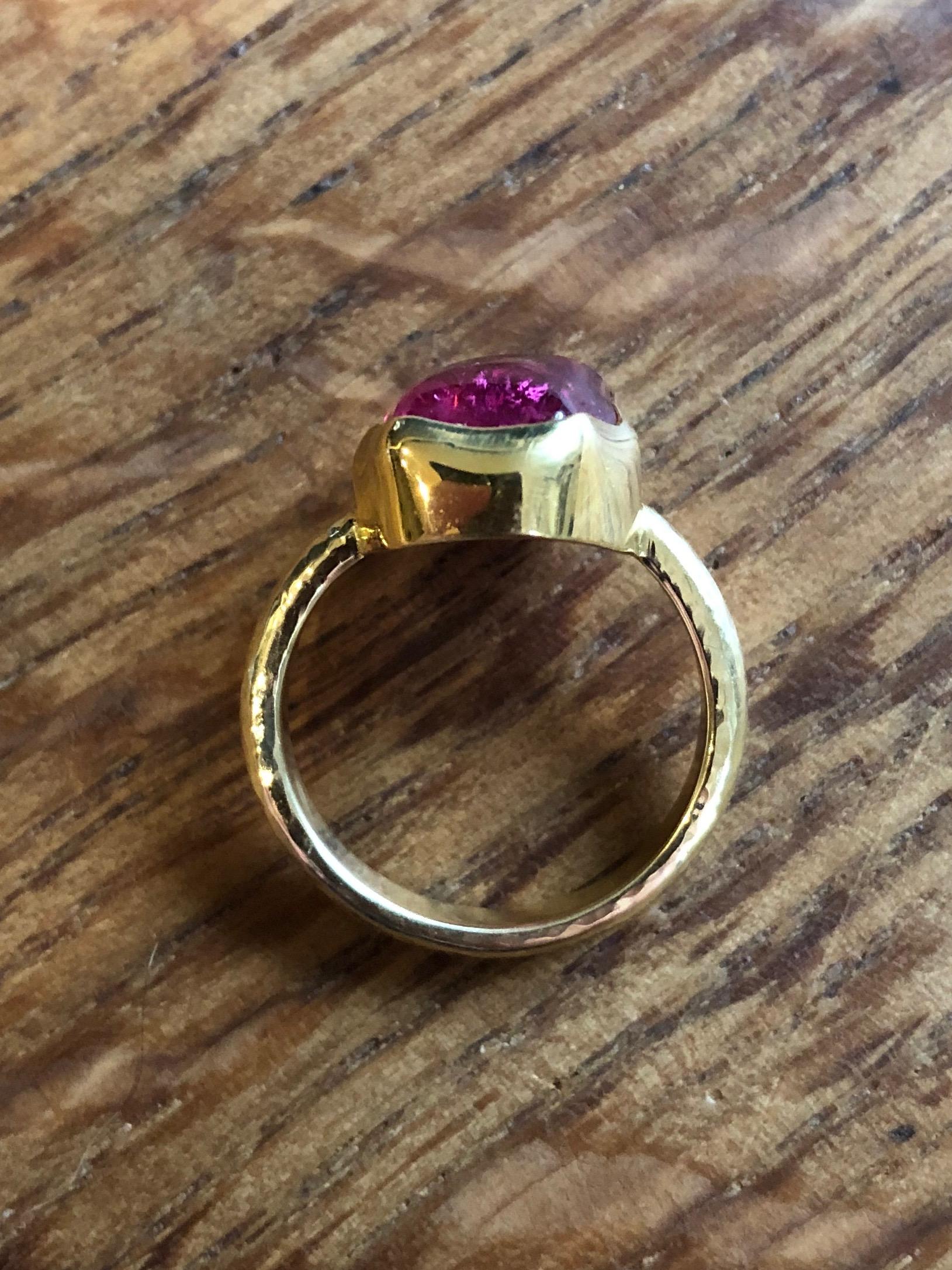 Women's or Men's Rubellite 18 Karat Gold Engagement Ring