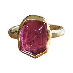 Rubellite 18 Karat Gold Engagement Ring