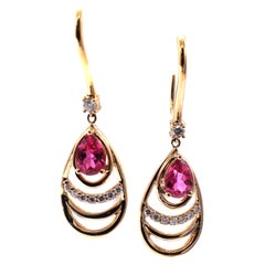 Rubellite 18 Karat Rose Gold Ear Pendants