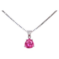 Rubellite and 18K White Gold Pendant (P12273n)