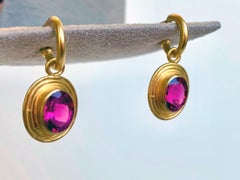 Rubellite and 22 Karat Gold Drop Earrings