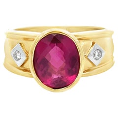 Rubellite and Diamond 14K Ring