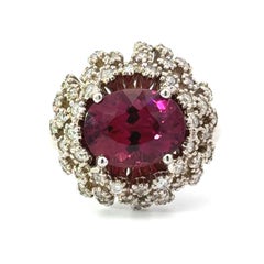 Rubellite and Diamond 14K White Gold Estate Ring