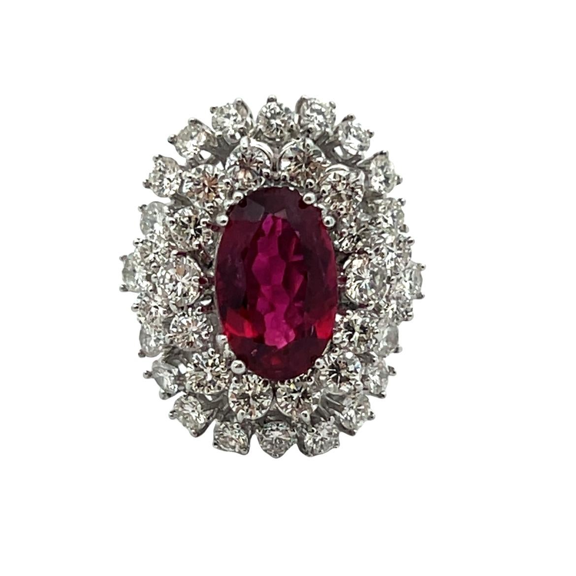 Women's Rubellite and Diamond Cocktail Ring For Sale