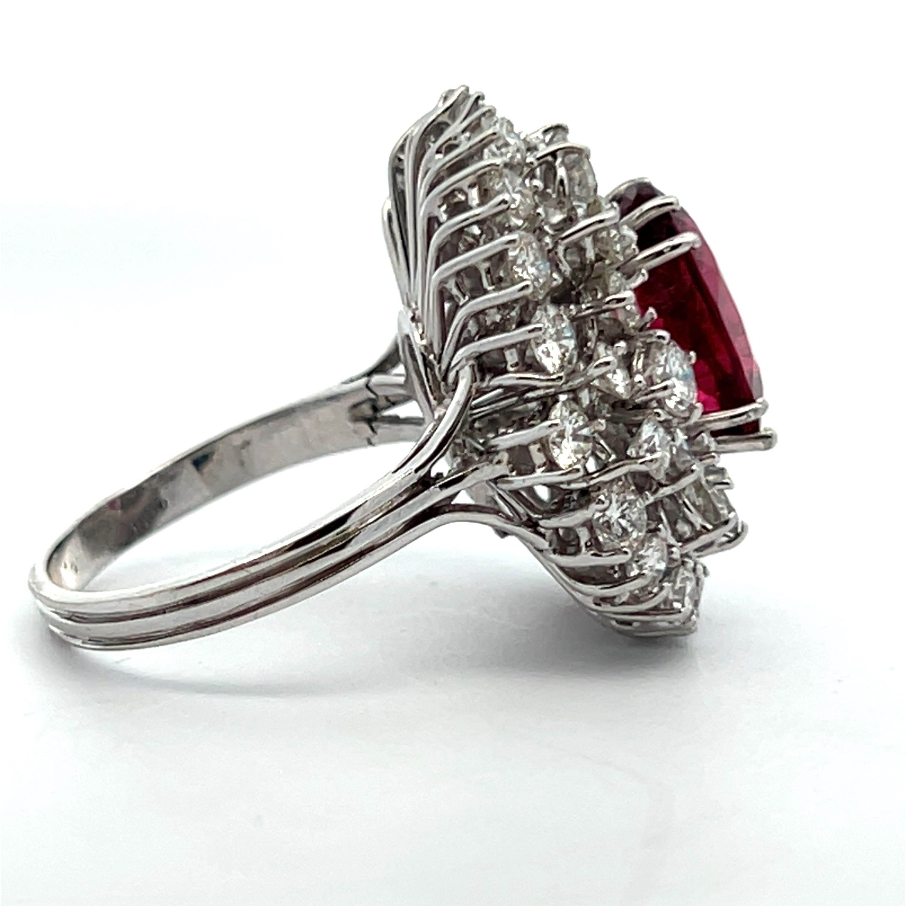 Rubellite and Diamond Cocktail Ring For Sale 1