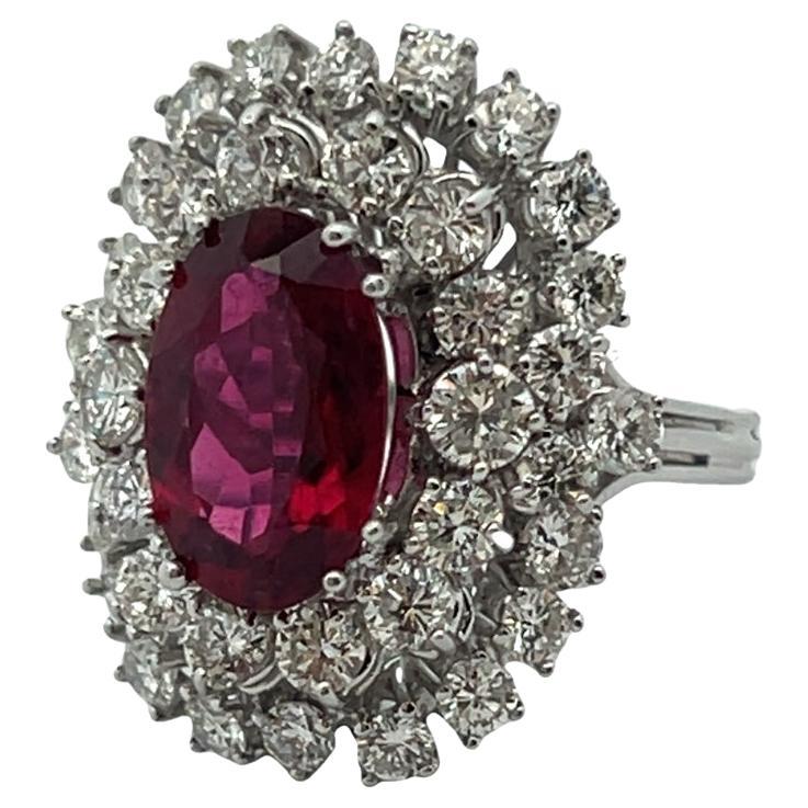 Rubellite and Diamond Cocktail Ring For Sale