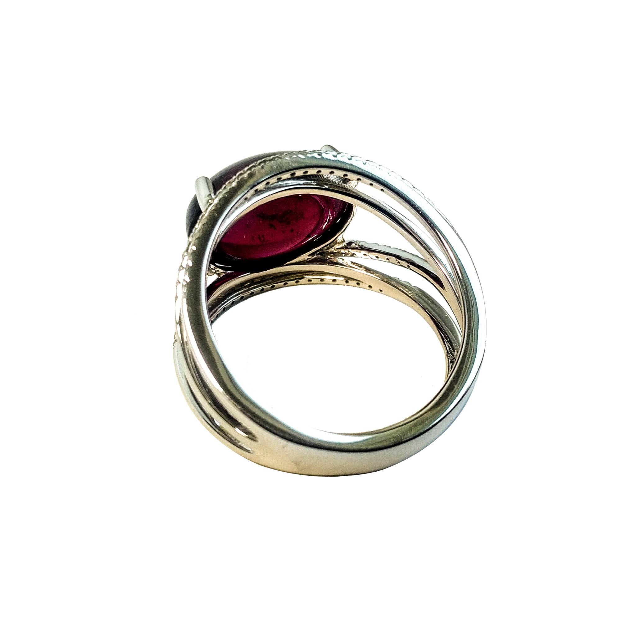 Contemporary Rubellite 6.43 Carats and Diamond Ring 
