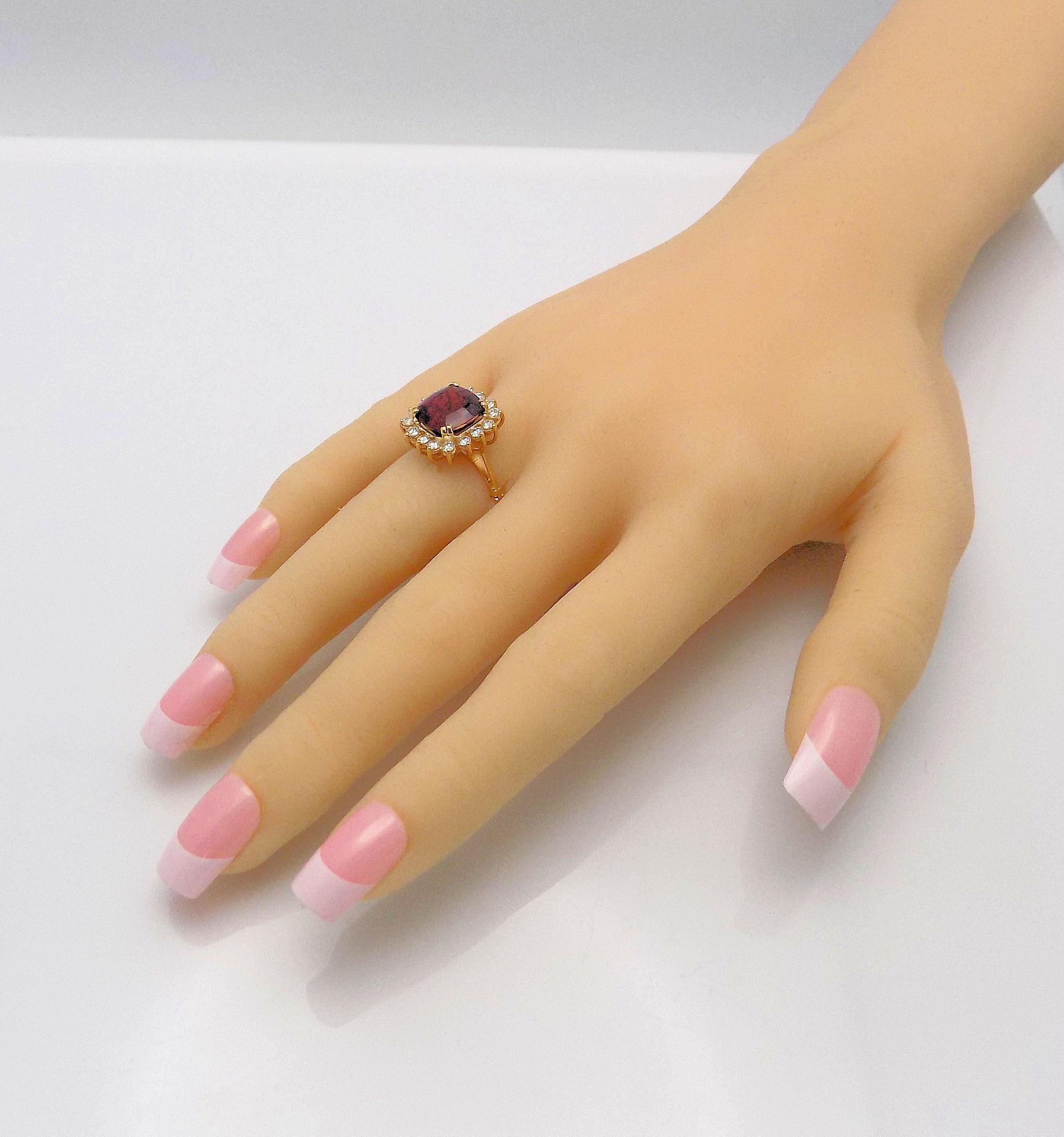 Women's Rubellite and Diamond Ring For Sale