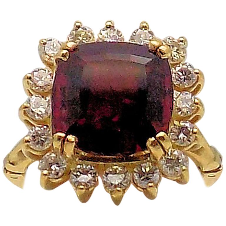 Rubellite and Diamond Ring For Sale