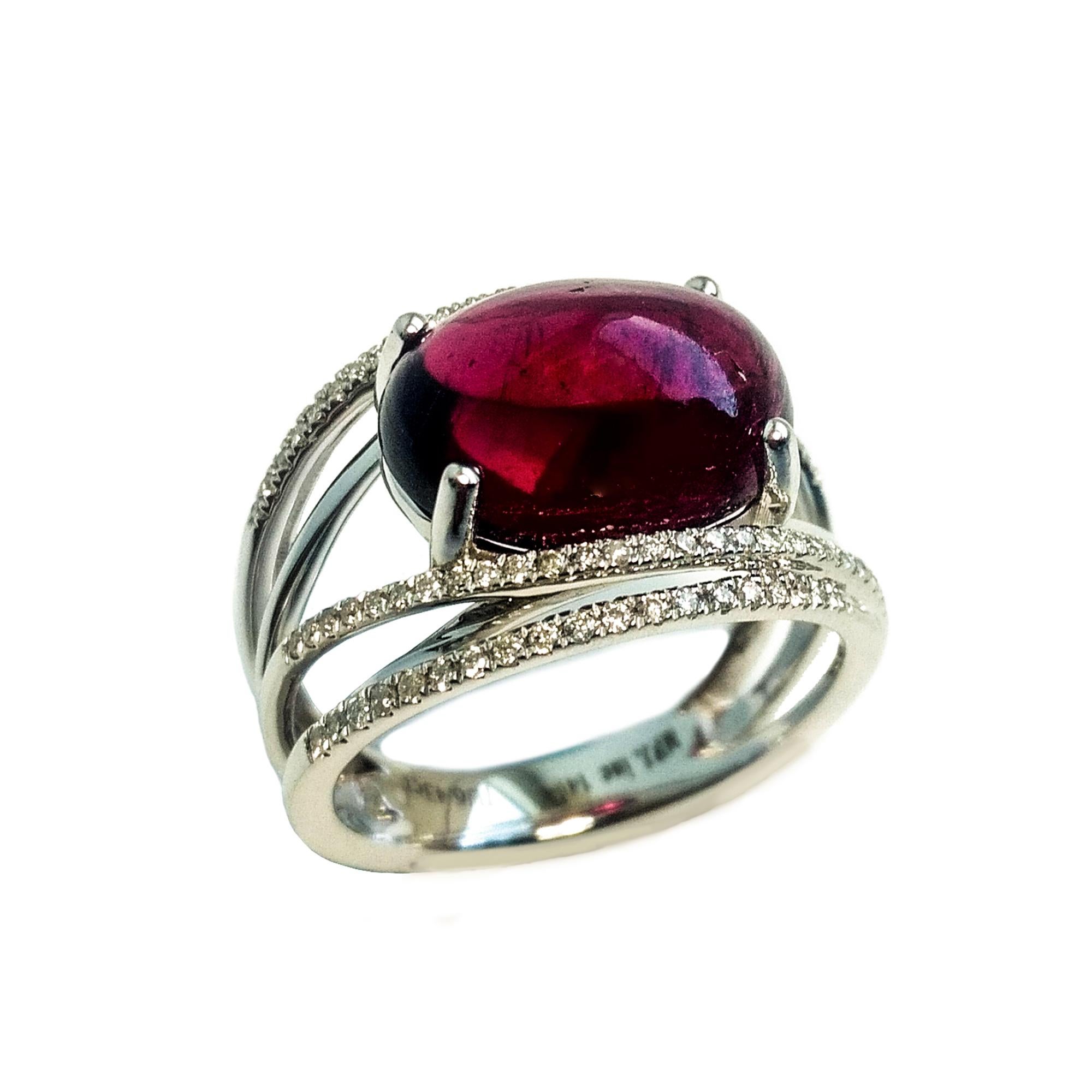 Rubellite 6.43 Carats and Diamond Ring 