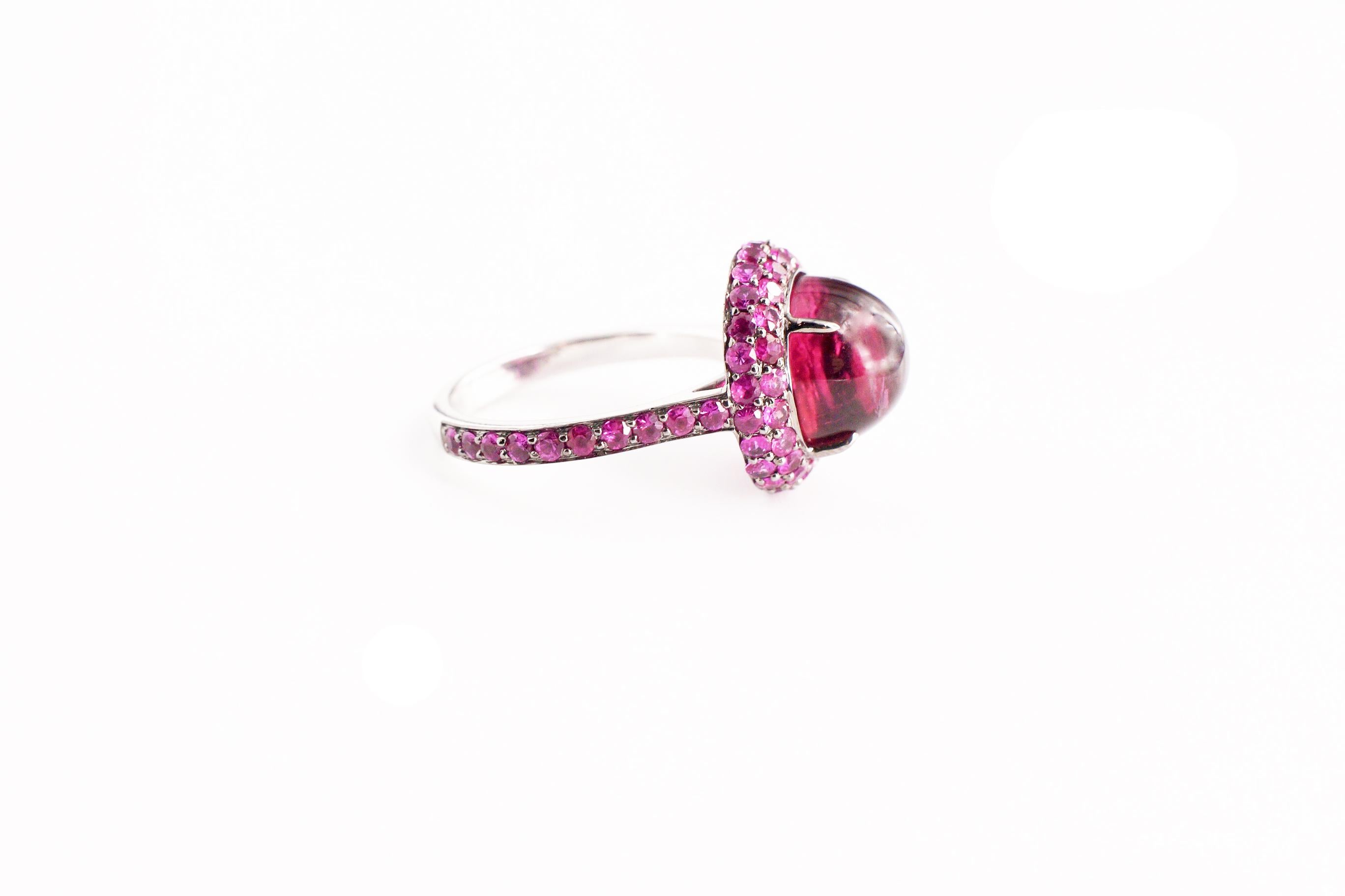 Sharon Khazzam Rubellite and Pink Sapphire Jilly Ring In New Condition For Sale In Great Neck, NY
