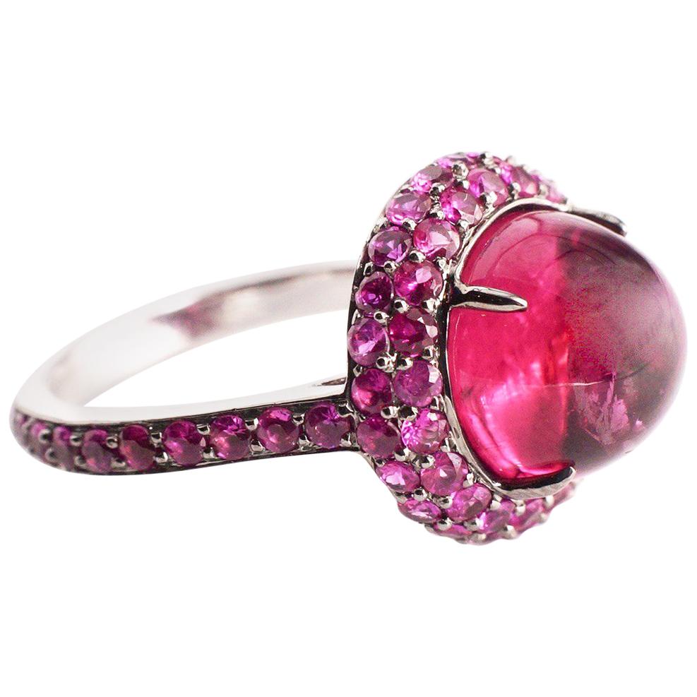 Sharon Khazzam Rubellite and Pink Sapphire Jilly Ring For Sale