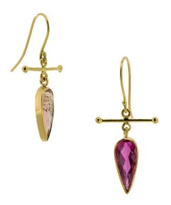 Rubellite and Tourmaline Drop Earrings