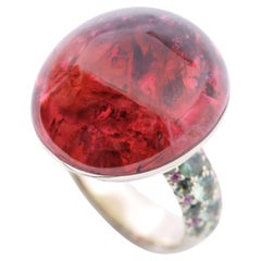 Bague cocktail cabochon rubellite et saphir