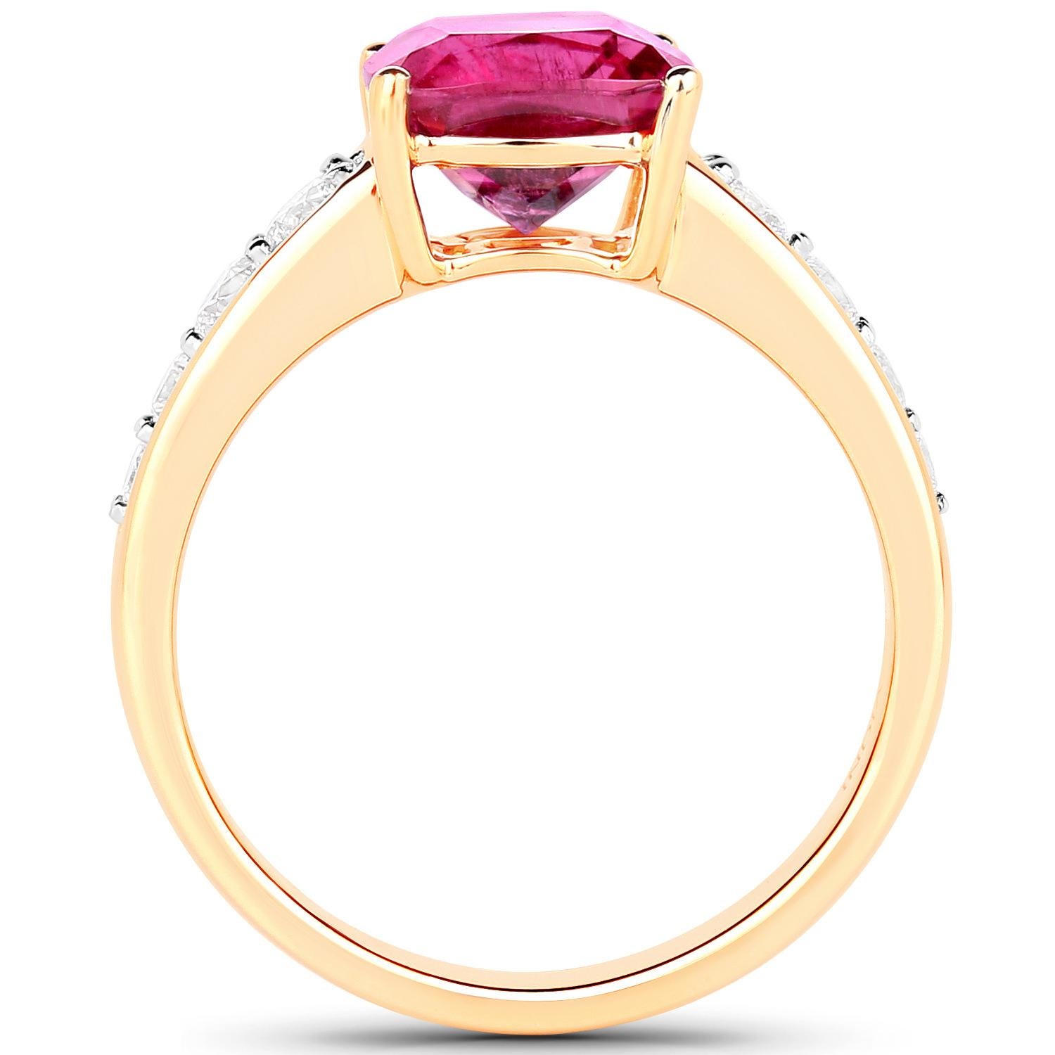 Anillo Cóctel Rubelita Engaste Diamante 2,7 Quilates Oro Amarillo 14K en Excelente estado para la venta en Aliso Viejo, CA