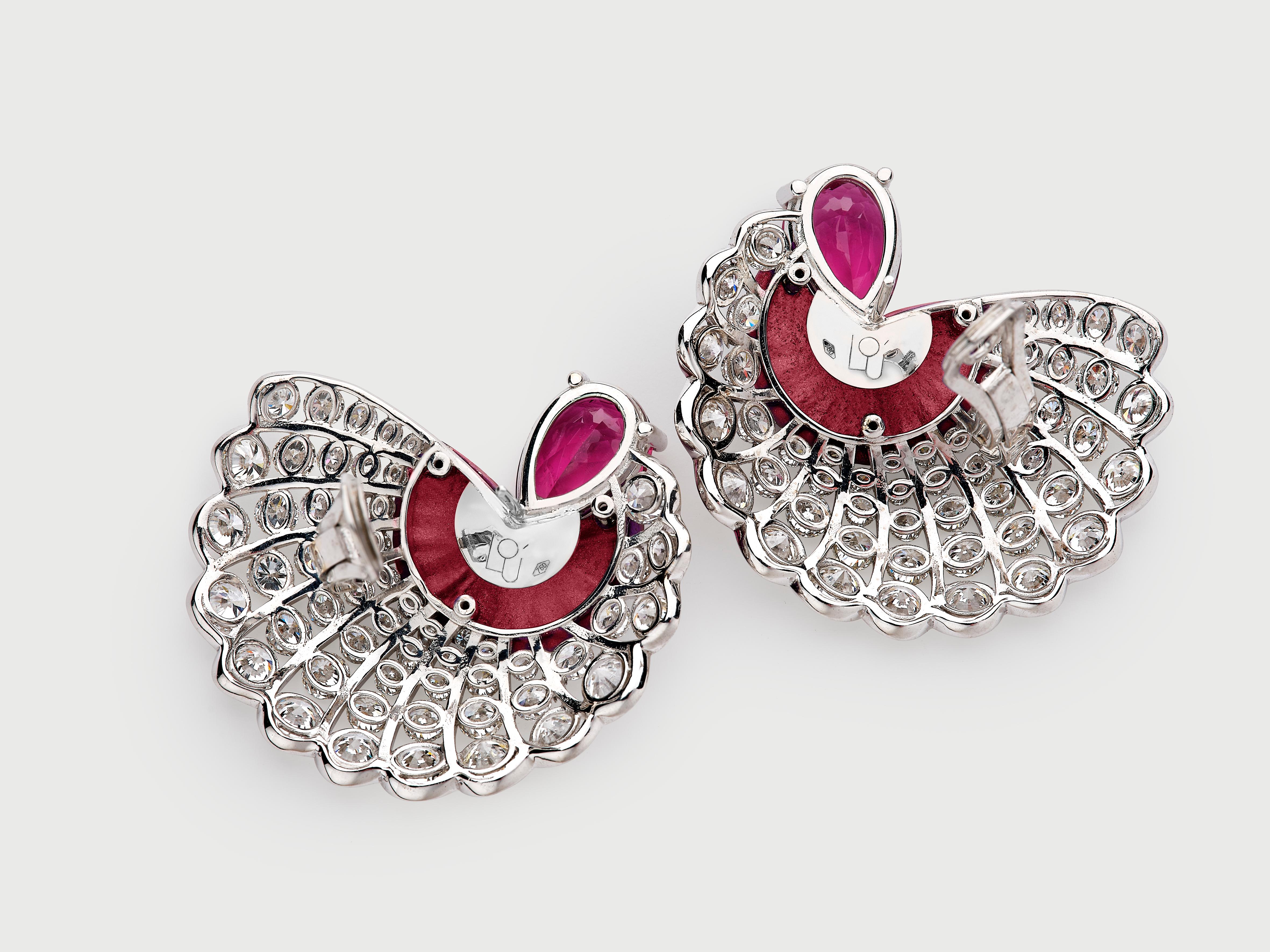 Contemporary Rubellite & Diamond Earrings For Sale