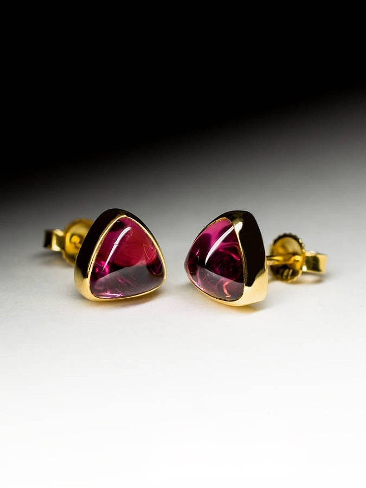 18K yellow gold stud earrings with natural Rubellite Pink Tourmaline
rubellite origin - Brazil
stone measurements - 0.2 х 0.28 х 0.28 in / 5 х 7 х 7 mm
earrings weight  - 2.17 grams

Minimal collection