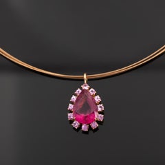 Rubellite Pink Sapphire 18k Rose Gold Pendant Necklace