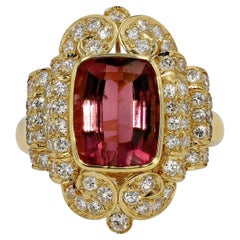 Rubellite Pink Tourmaline Diamond Cocktail Ring