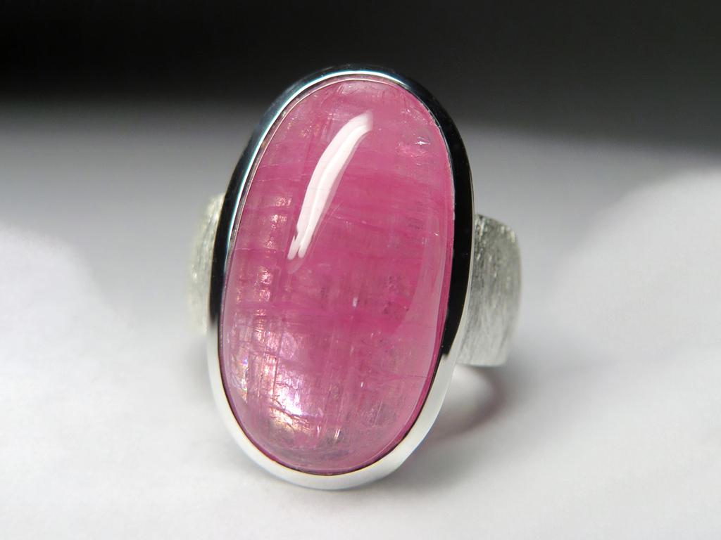 Silver ring with natural Cat's Eye Effect Cabochon of Tourmaline Rubellite
ring weight - 14.4 grams
stone weight - 15.25 carats
ring size - 7.75 US
stone measurements - 0.31 x 0.43 x 0.83 in / 8 х 11 х 21 mm
Scratching collection