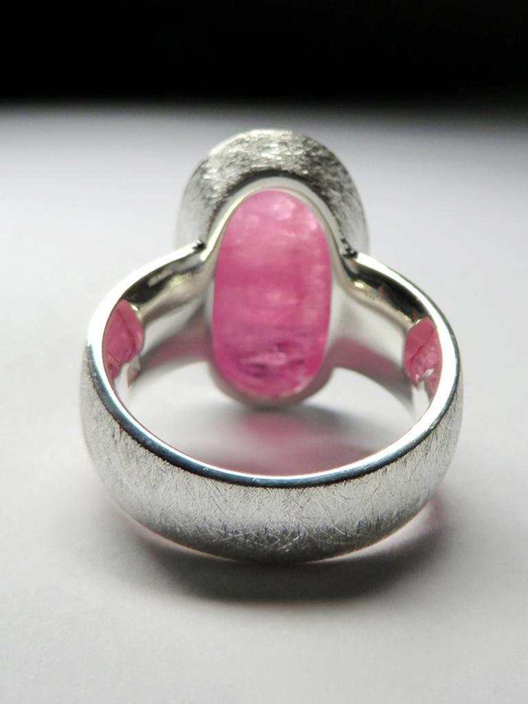 Rubellite Ring Cat's Eye Effect Silver Ring Pink Tourmaline Cabochon Gem For Sale 3
