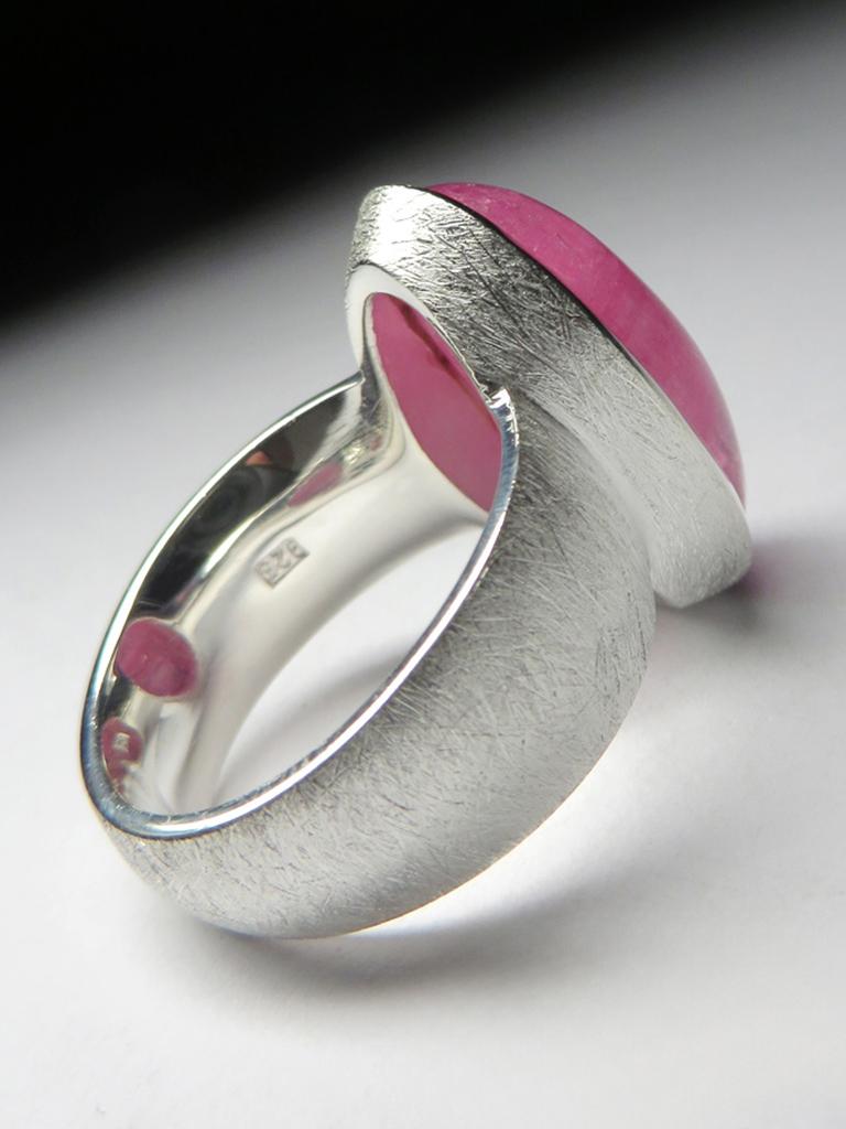 Ring mit Rubellit und Katzenauge aus Silber mit rosa Turmalin und Cabochon-Edelstein im Angebot 4