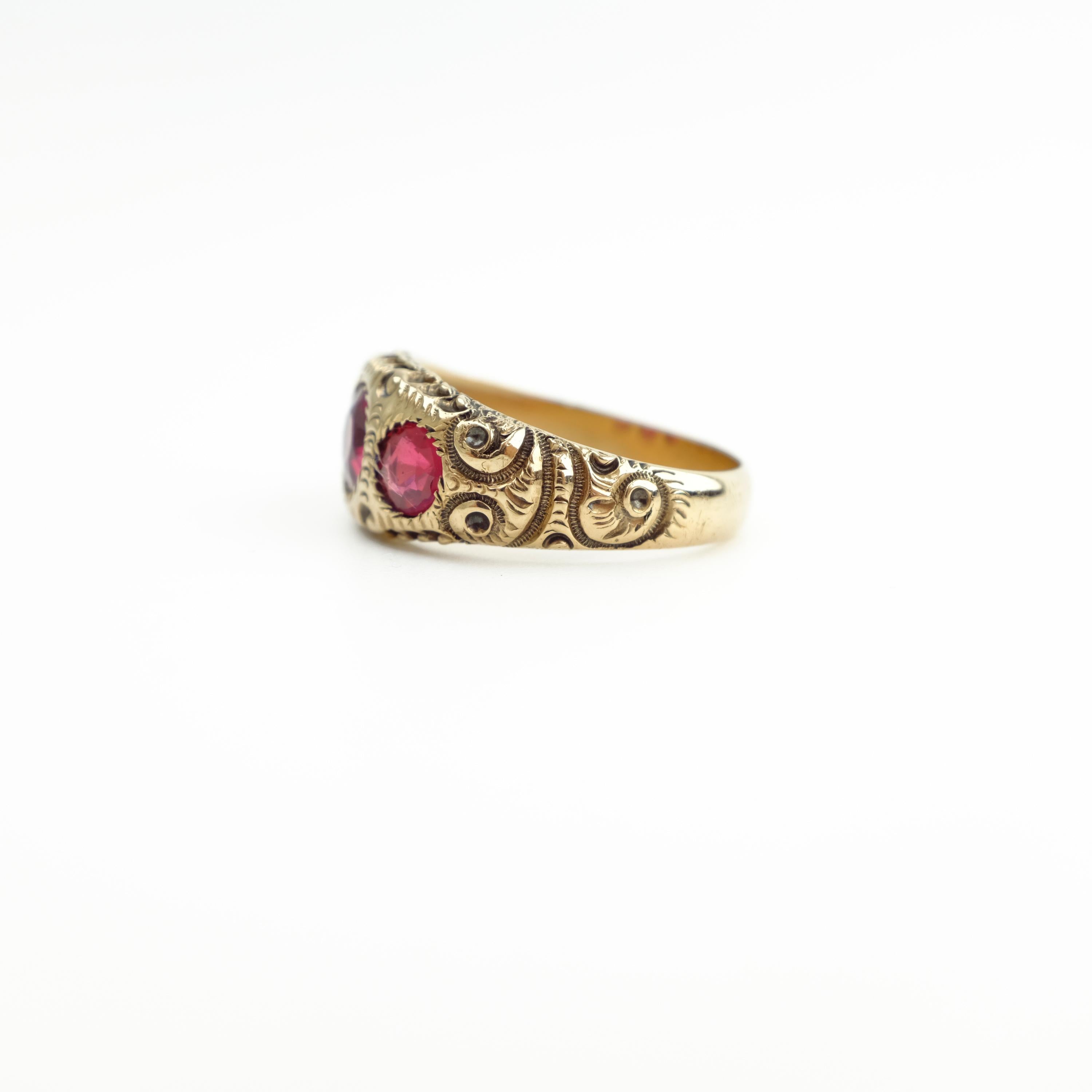 Women's or Men's Rubellite Ring for Men from Victorian Era