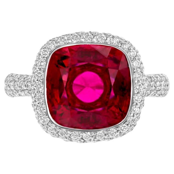 Rubellite Quartz Rock Crystal Inset Ring For Sale at 1stDibs
