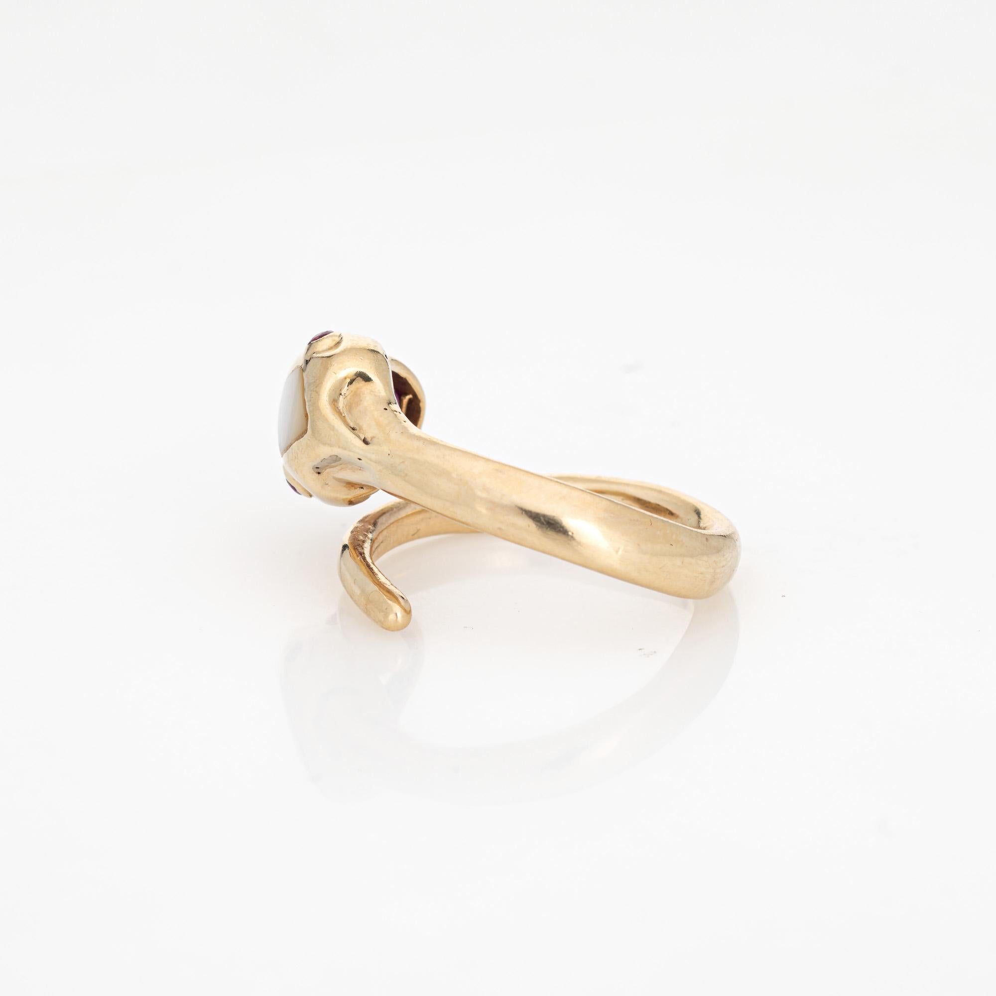 Rubellite Snake Ring 14k Yellow Gold Coiled Serpent Sz 7 Band Cocktail Jewelry In Good Condition For Sale In Torrance, CA