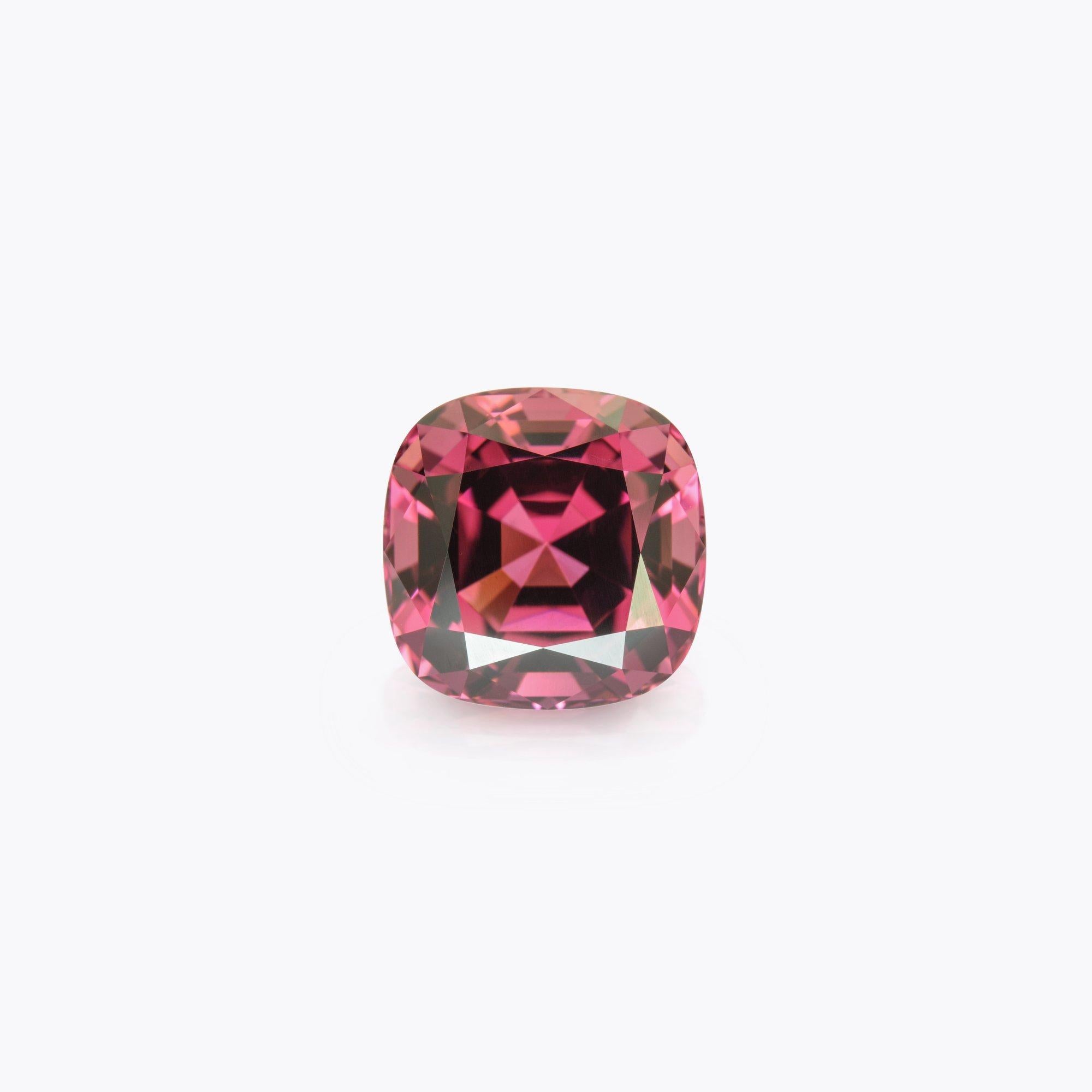 Pristine 6.40 carat cushion cut Rubelite Tourmaline ring gem offered loose.
Returns are accepted and paid by us within 7 days of delivery.
We offer supreme custom jewelry work upon request. Please contact us for more details.