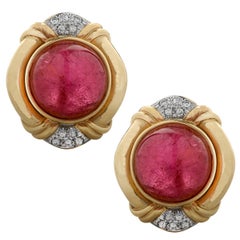 Rubellite Tourmaline and Diamond Earrings