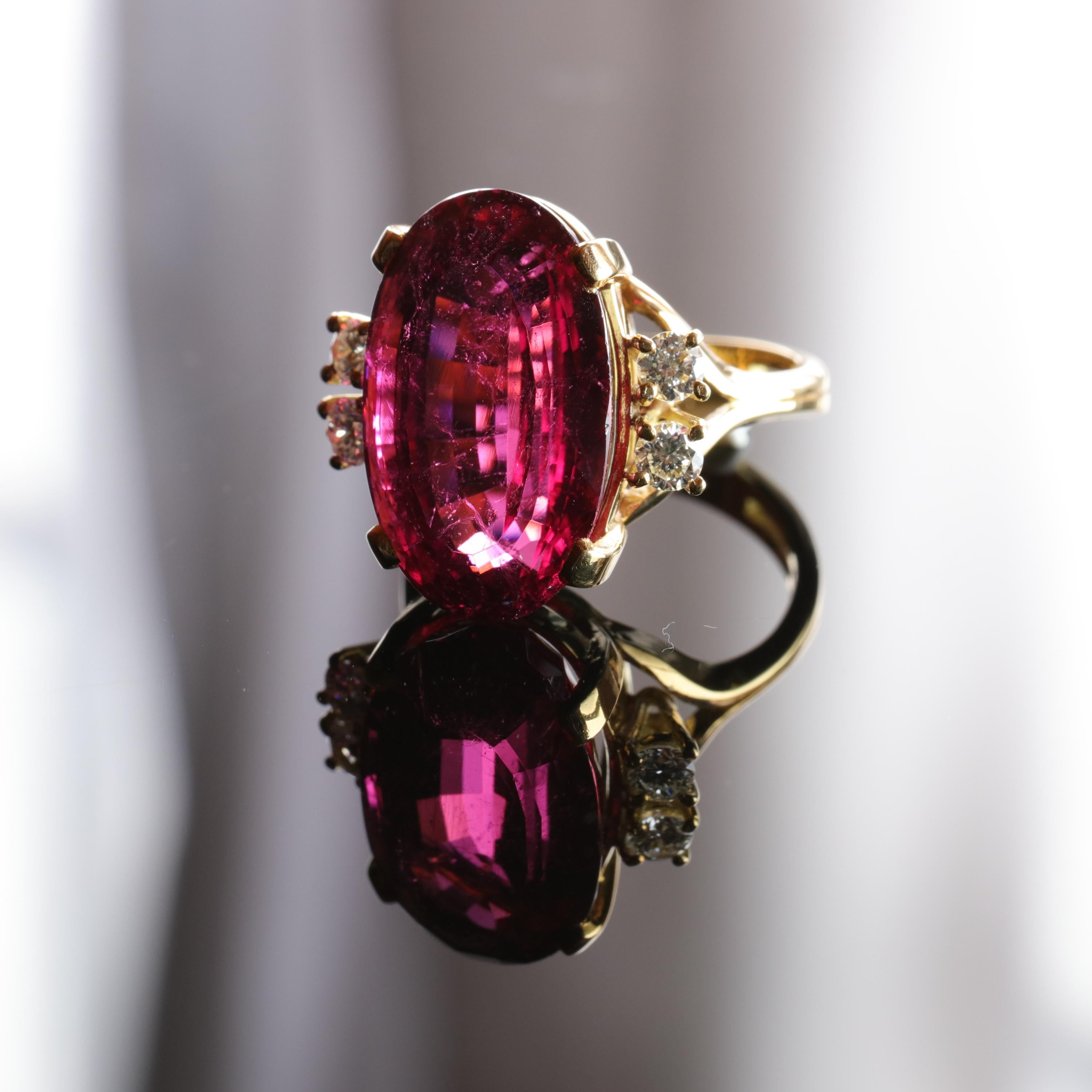 Rubellite Tourmaline and Diamond Ring Classic Elegance by Amsterdam Sauer 4