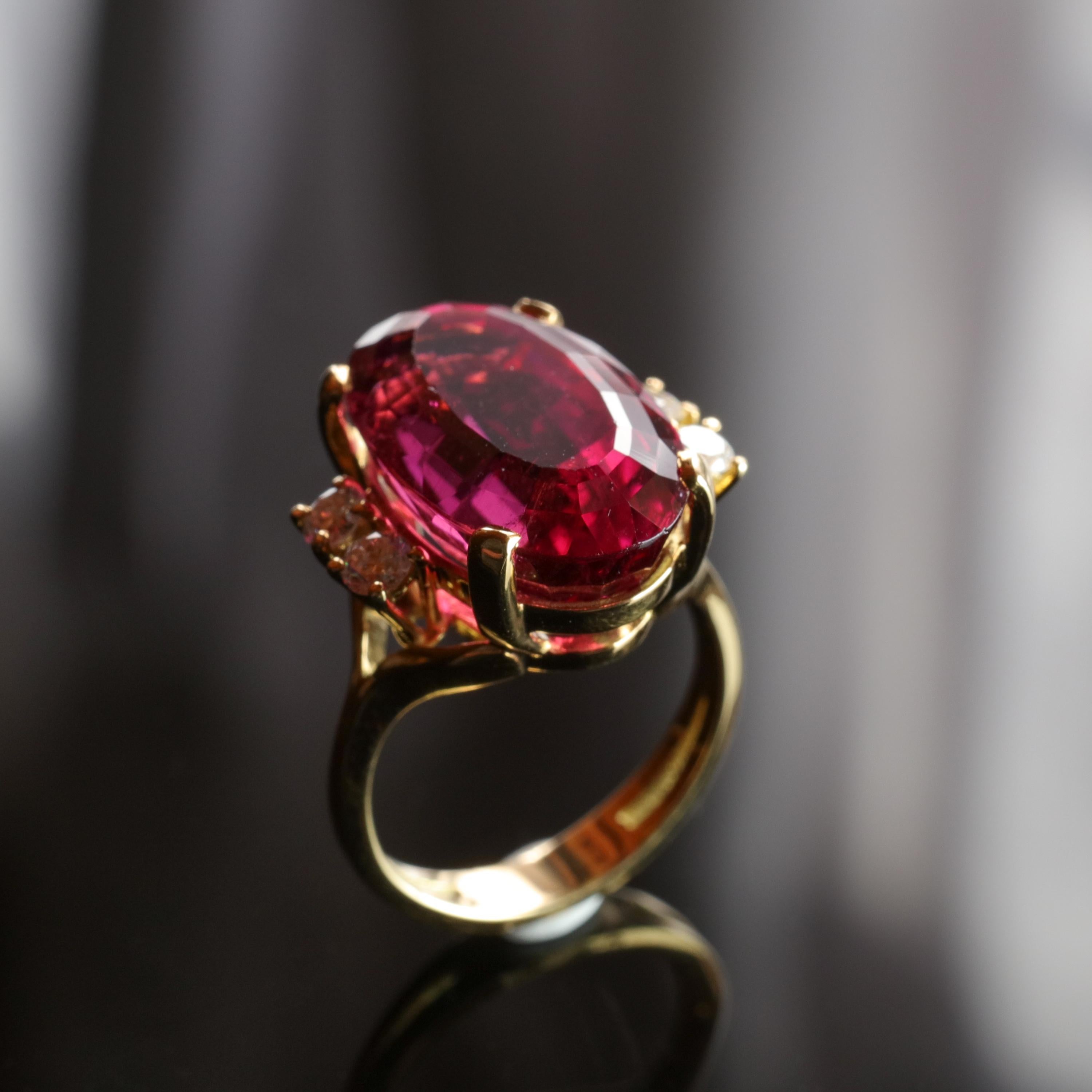 Rubellite Tourmaline and Diamond Ring Classic Elegance by Amsterdam Sauer 6