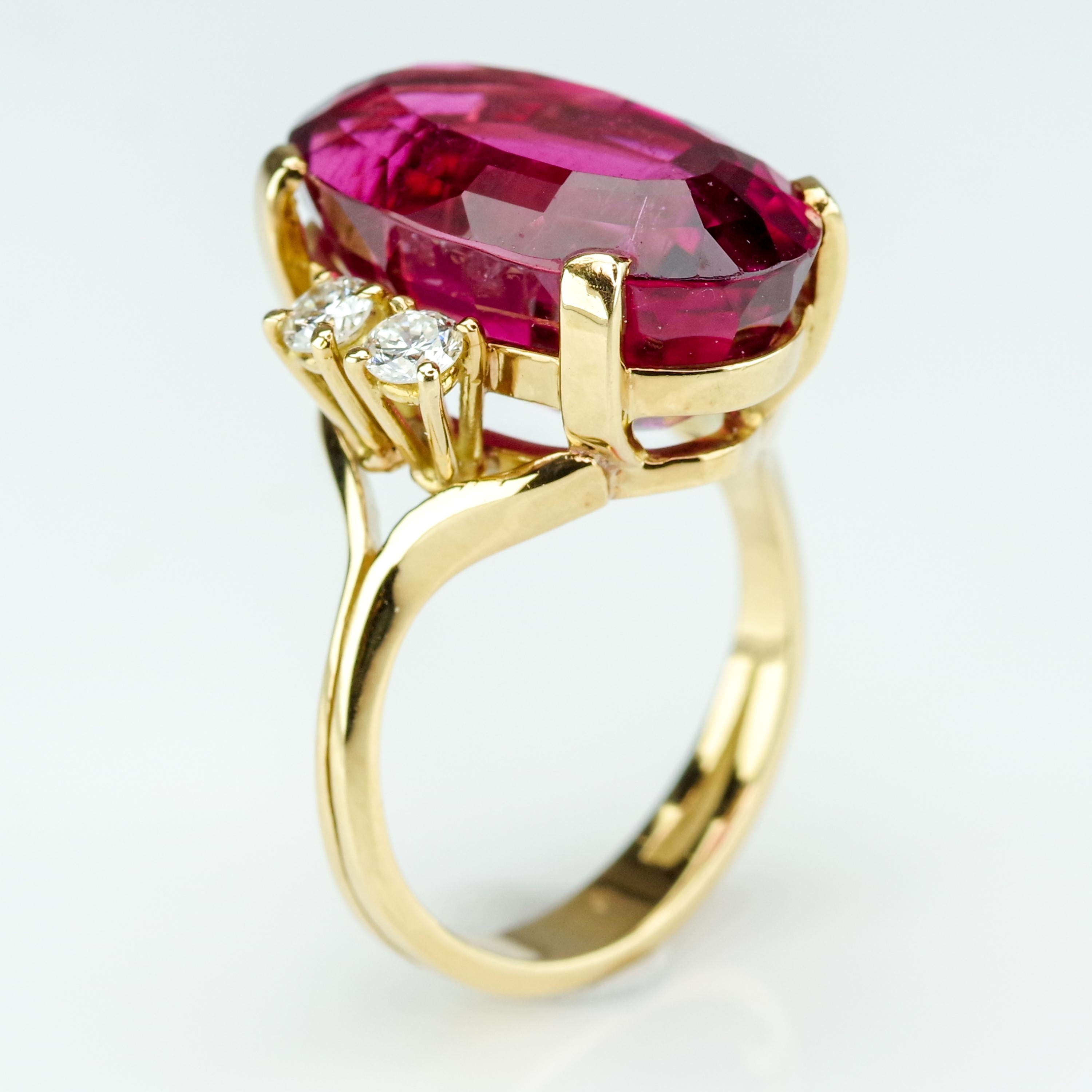 Contemporary Rubellite Tourmaline and Diamond Ring Classic Elegance by Amsterdam Sauer