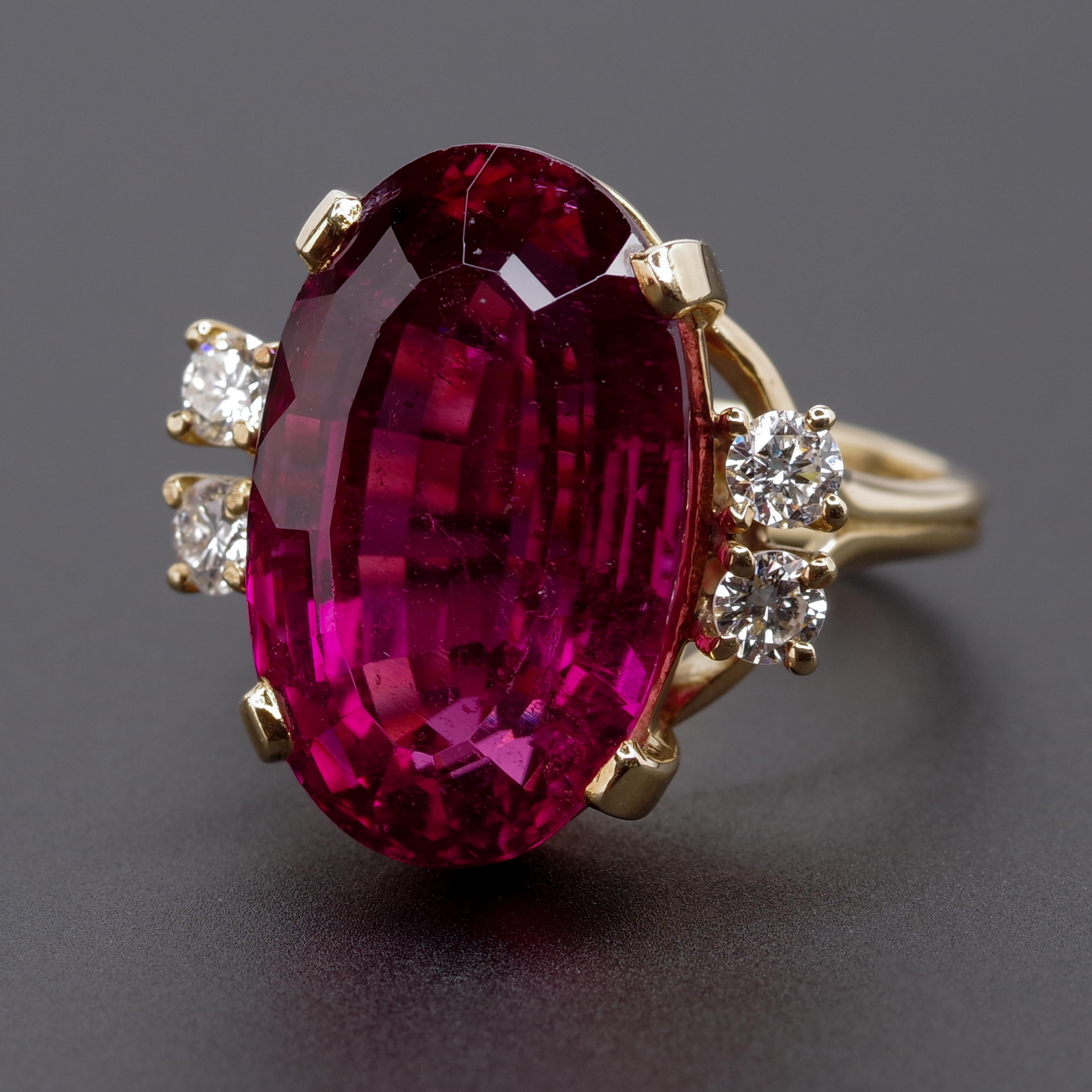 Women's Rubellite Tourmaline and Diamond Ring Classic Elegance by Amsterdam Sauer