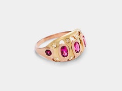 Rubellite Tourmaline and Yellow Diamond Mixed Metal Cocktail Ring