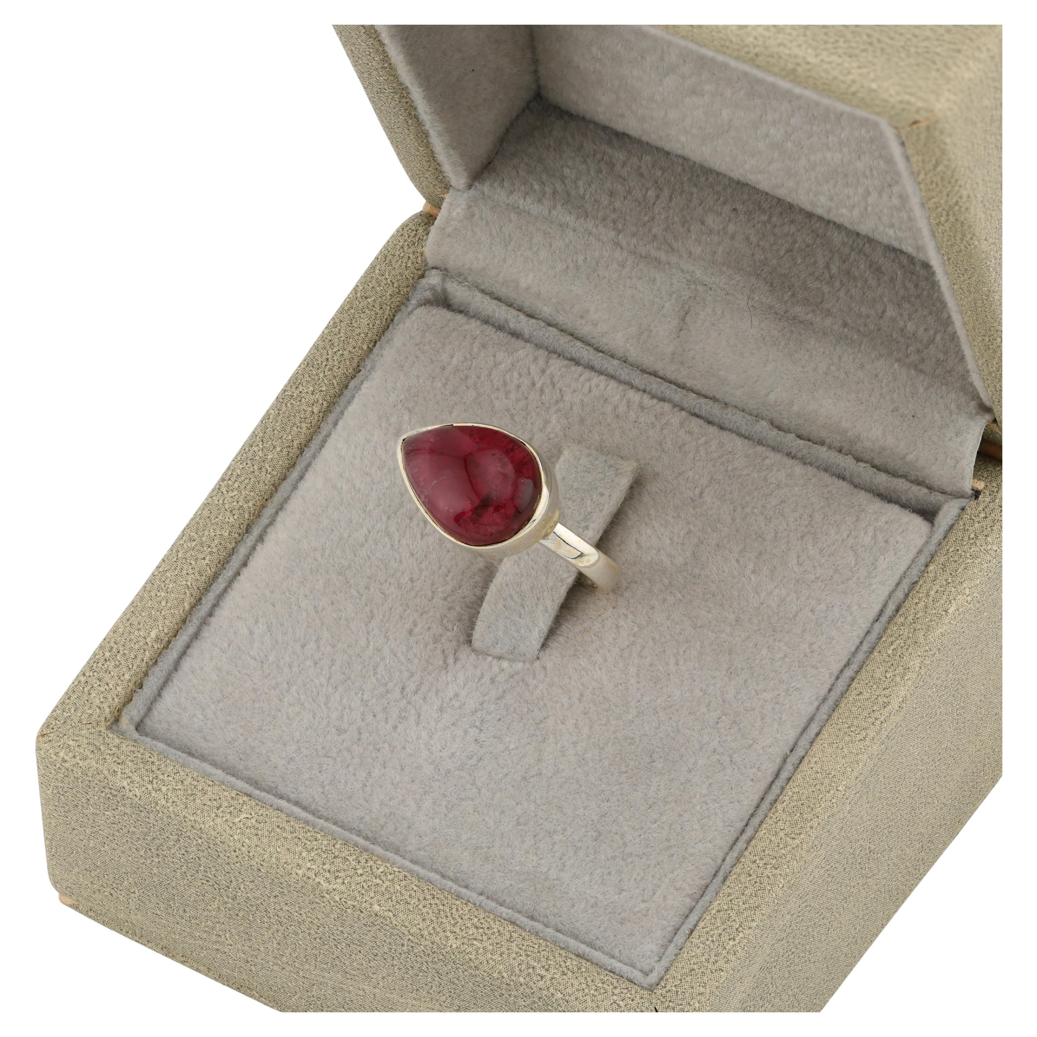 Bague en cristal de tourmaline rubellite en vente
