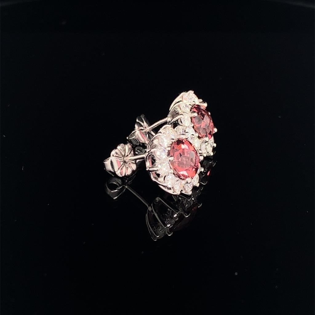 Women's Rubellite Tourmaline Diamond Earrings 14k WG 2.55 TCW Certified For Sale